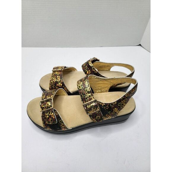 Alegria Morgyn Pretty Things Leather Floral Strap Wedge Sandals Size 8.5 (EU39) - Picture 6 of 11